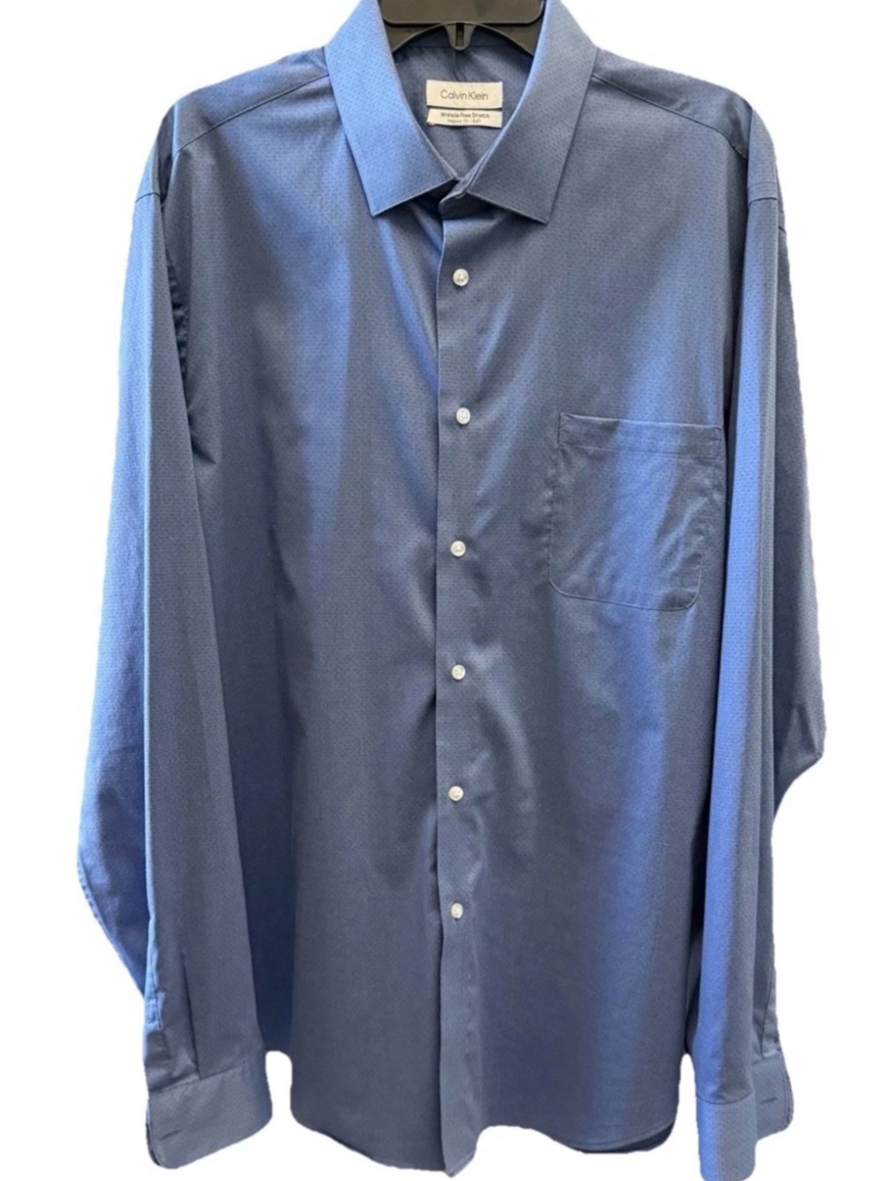 Calvin Klein Blue Long Sleeve Button Down Blue 17-17.5 36/37 XL Regular Fit